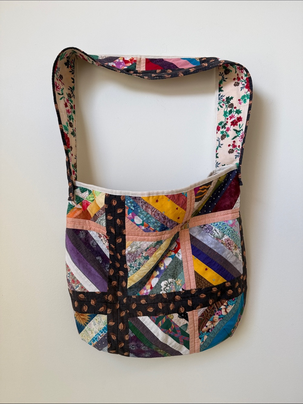 Handmade Upcycled MARKET BAG -LARGE multi #2- vintage quilted cross body